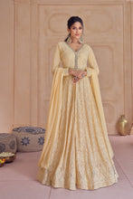 Load image into Gallery viewer, Lemon Yellow Chikenkari Georgette Anarkali