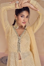 Load image into Gallery viewer, Lemon Yellow Chikenkari Georgette Anarkali