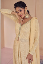 Load image into Gallery viewer, Lemon Yellow Chikenkari Georgette Anarkali