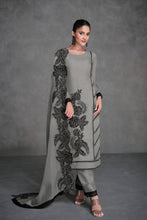 Load image into Gallery viewer, Grey With Black Lace Organza Salwar Suit