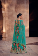 Load image into Gallery viewer, Green Floral Embroidered Anarkali Suit