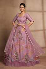 Load image into Gallery viewer, Stylish Organza Lavender Lehenga Choli