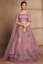 Load image into Gallery viewer, Stylish Organza Lavender Lehenga Choli