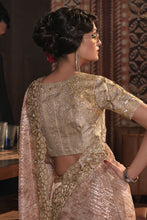 Load image into Gallery viewer, Dark Cream Heavy Embroidery Net Saree With 3D Appliques