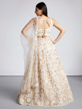 Load image into Gallery viewer, Cream Net Sequins Mirror Thread Embroidery Lehenga Choli &amp; Dupatta