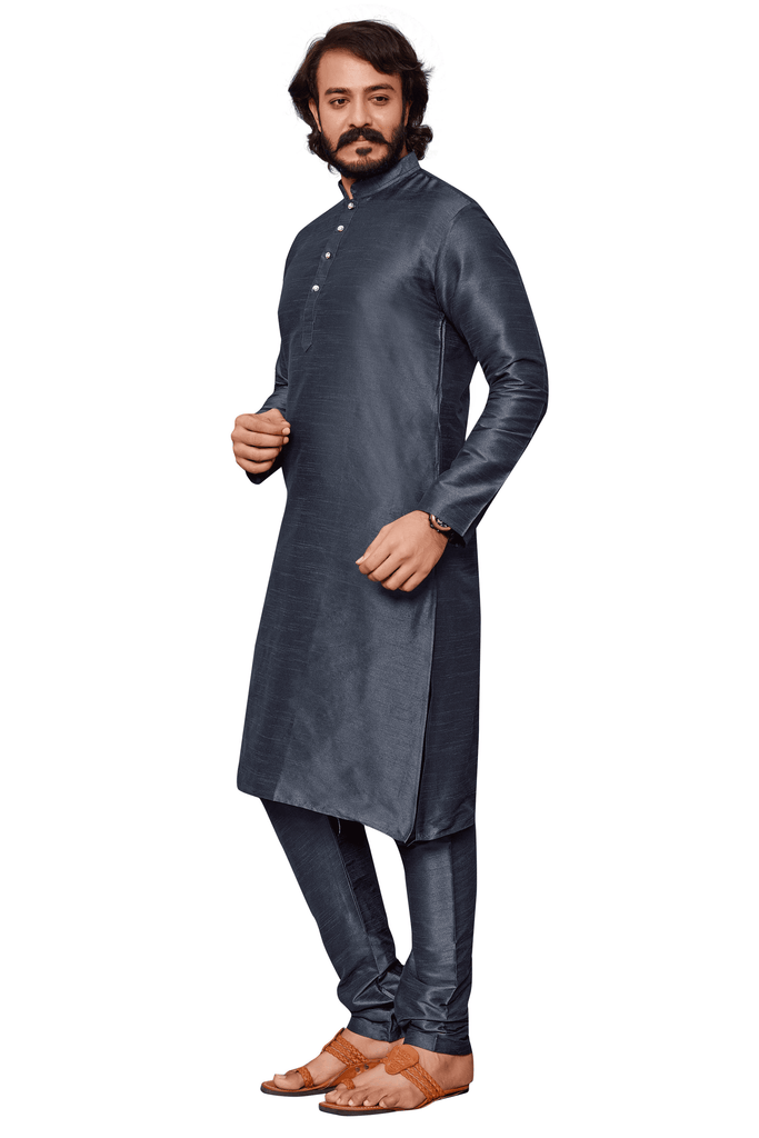 Dark Grey Silk Kurta Pyjamas