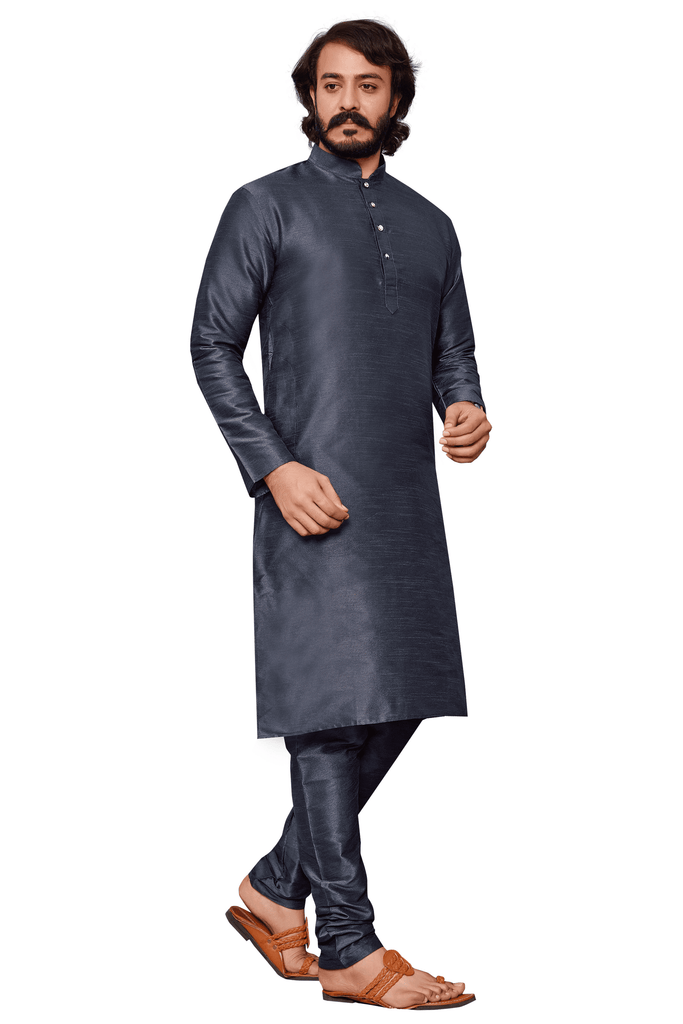 Dark Grey Silk Kurta Pyjamas