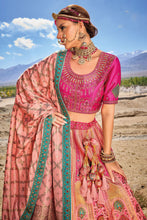 Load image into Gallery viewer, Fuchsia Pink Banarasi Silk Jacquard Embroidered Bridal Wedding Heavy Border Lehenga Choli