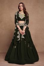 Load image into Gallery viewer, Dark Green Embroidery Georgette Lehenga Choli