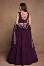Load image into Gallery viewer, Purple Threadwork Embroidery Georgette Lehenga Choli