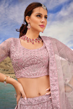 Load image into Gallery viewer, Party Mauve Pink Designer Wedding Wear Organza Lehenga Choli With Mirror Work