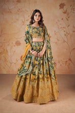 Load image into Gallery viewer, Amber Yellow Floral Printed Designer Georgette Lehenga Choli - Diva D London LTD