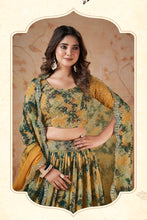 Load image into Gallery viewer, Amber Yellow Floral Printed Designer Georgette Lehenga Choli - Diva D London LTD