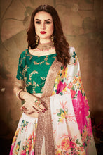 Load image into Gallery viewer, White Floral Embroidered Sequinned Semi-Stitched Lehenga &amp; Unstitched Blouse With Dupatta