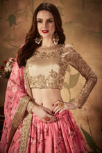 Load image into Gallery viewer, Pink Floral Embroidered Sequinned Lehenga &amp; Unstitched Blouse With Dupatta