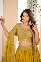 Load image into Gallery viewer, Mustard Yellow Designer Sequins Lehenga Choli In Georgette - Diva D London LTD