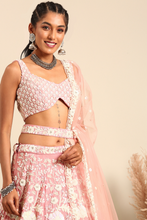 Load image into Gallery viewer, Rose Gold Chinon Sequins and Zarkan  Lehenga