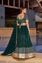 Load image into Gallery viewer, Elegant Green Georgette Designer Party Wear Lehenga Choli With Green Georgette