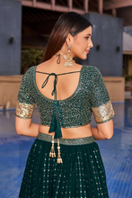 Load image into Gallery viewer, Elegant Green Georgette Designer Party Wear Lehenga Choli With Green Georgette