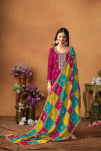 Load image into Gallery viewer, Dark Pink With Multicolour Duppata Salwar Kameez Suits