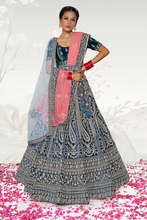 Load image into Gallery viewer, Morpeach Embroidered Bridal Velvet Bridal Lehenga With Two Duppata