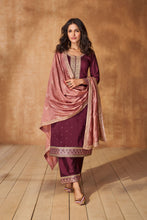 Load image into Gallery viewer, Maroon Silk Salwar Suit With Embroidered Work