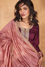 Load image into Gallery viewer, Maroon Silk Salwar Suit With Embroidered Work