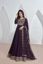 Load image into Gallery viewer, Wine Embroidered Georgette Anarkali Suit