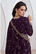 Load image into Gallery viewer, Wine Embroidered Georgette Anarkali Suit