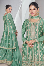 Load image into Gallery viewer, Sea Green Chinoon Embroidery Palazzo Ready to Wear Suit