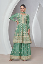 Load image into Gallery viewer, Sea Green Chinoon Embroidery Palazzo Ready to Wear Suit