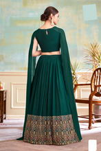 Load image into Gallery viewer, Dark Green Abstract Embroidered Lehenga Set With Blouse