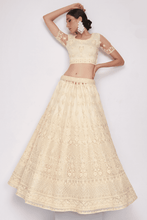 Load image into Gallery viewer, Off White Designer Net Bridal Lehenga Choli With Cording, Thread, Stone And Sequins Work