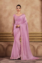 Load image into Gallery viewer, Lilac Designer Party Wear Satin Silk Saree With Sequence