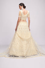 Load image into Gallery viewer, Off White Designer Net Bridal Lehenga Choli With Cording, Thread, Stone And Sequins Work