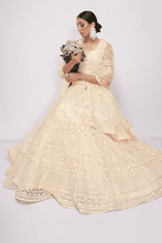 Load image into Gallery viewer, Off White Designer Net Bridal Lehenga Choli With Cording, Thread, Stone And Sequins Work