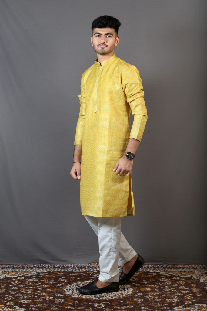 Mandarin Collar Silk Kurta Pajama