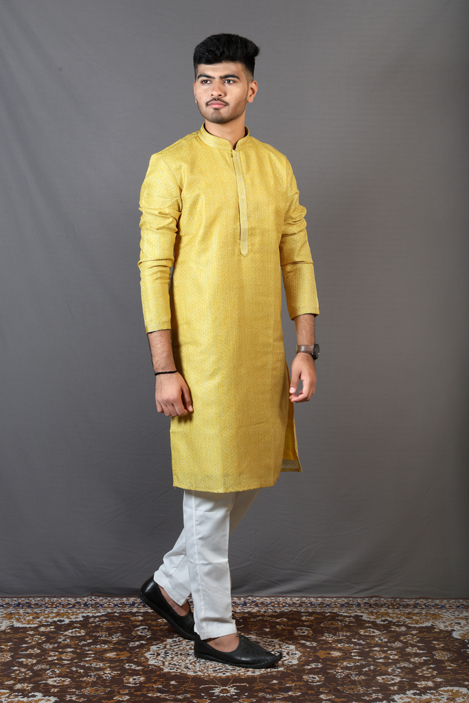 Mandarin Collar Silk Kurta Pajama