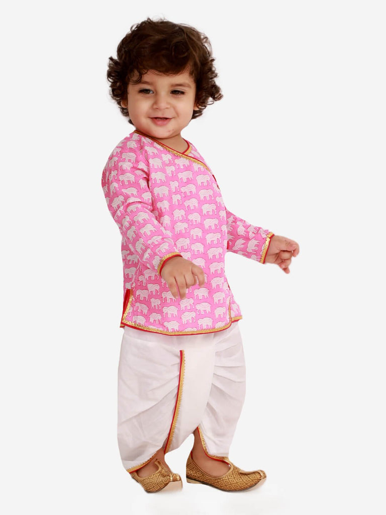 Boys Pink Krish Angrakha Dhoti