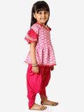 Girl’s Pink Mira Frilly Sleeves Peplum Top with Dhoti