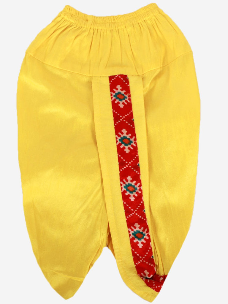 Boy’s Yellow Festive Pattola Print Sherwani With Dhoti