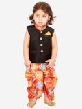 Boy’s Black Festive Jacket With Dhoti