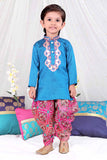 Blue Gota-Work Kurta With Dhoti Pants