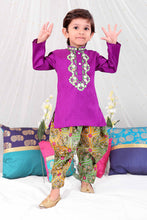 Load image into Gallery viewer, Purple Gota-Work Kurta With Dhoti Pants