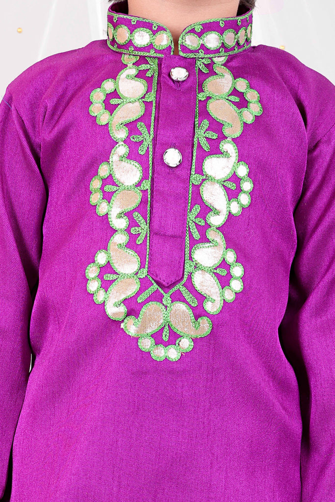 Purple Gota-Work Kurta With Dhoti Pants