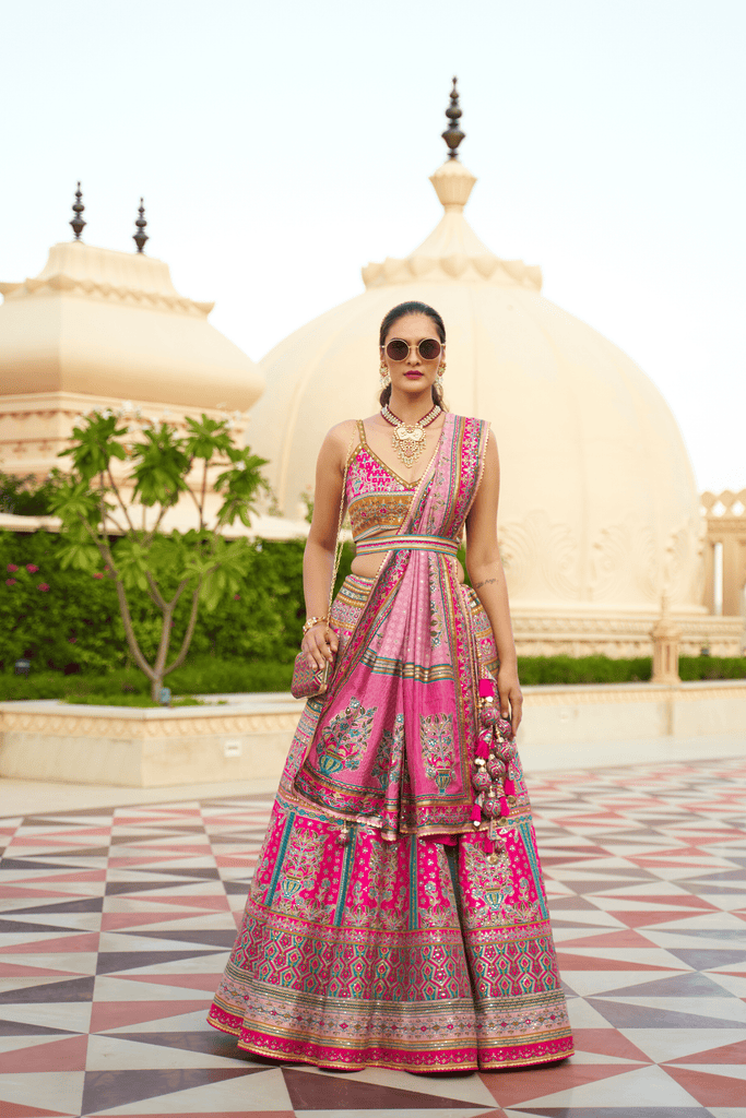 Pink Viscose Silk Beautiful Designer Lehenga.