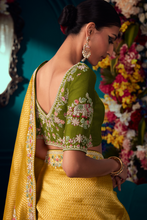 Load image into Gallery viewer, Yellow Pure Banarasi Silk Wedding Saree