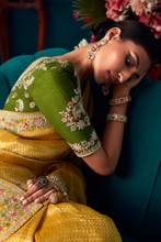 Load image into Gallery viewer, Yellow Pure Banarasi Silk Wedding Saree