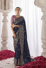 Load image into Gallery viewer, Navy Blue Weaving Silk Party Wear Saree