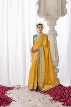 Load image into Gallery viewer, Yellow Weaving Silk Embroidery Saree